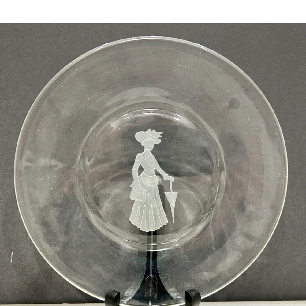 Vintage AVON Clear Glass Plate with Etched La
